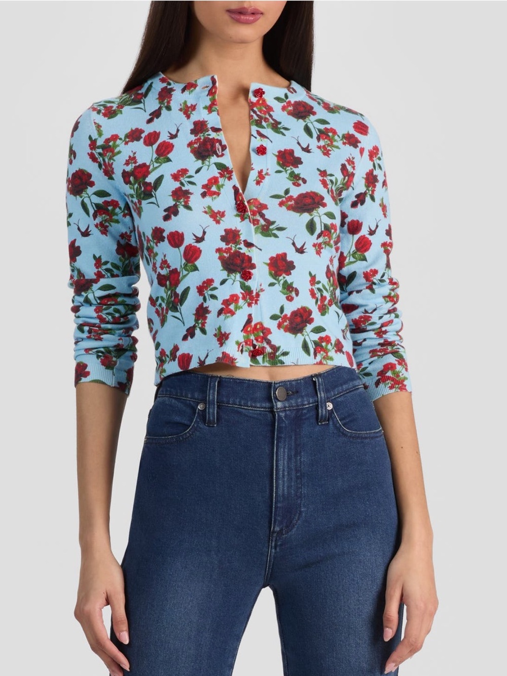 Alice + Olivia Carson Floral Print Cardigan NWT Size XL